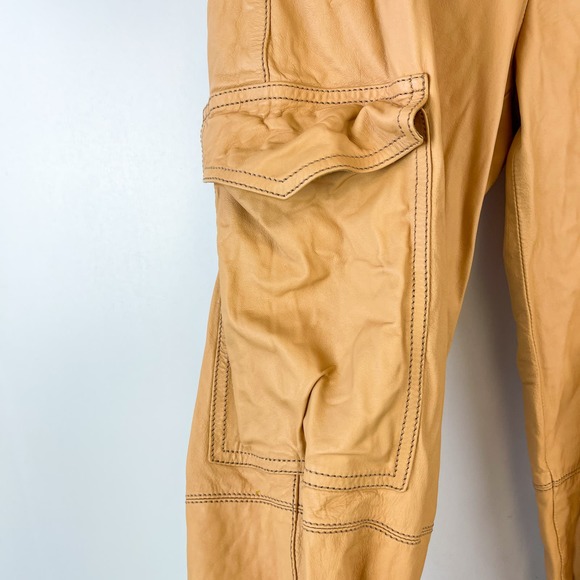 A. Brand Brazilian Brand (36) Fits W24 Leather Cargo Jogger Pants Beige Womens - Picture 5 of 12